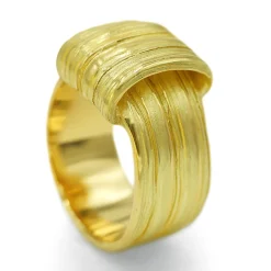 Tomfoolery Absolu ‘Flow’ 18ct Yellow Gold Wide Ring Hot
