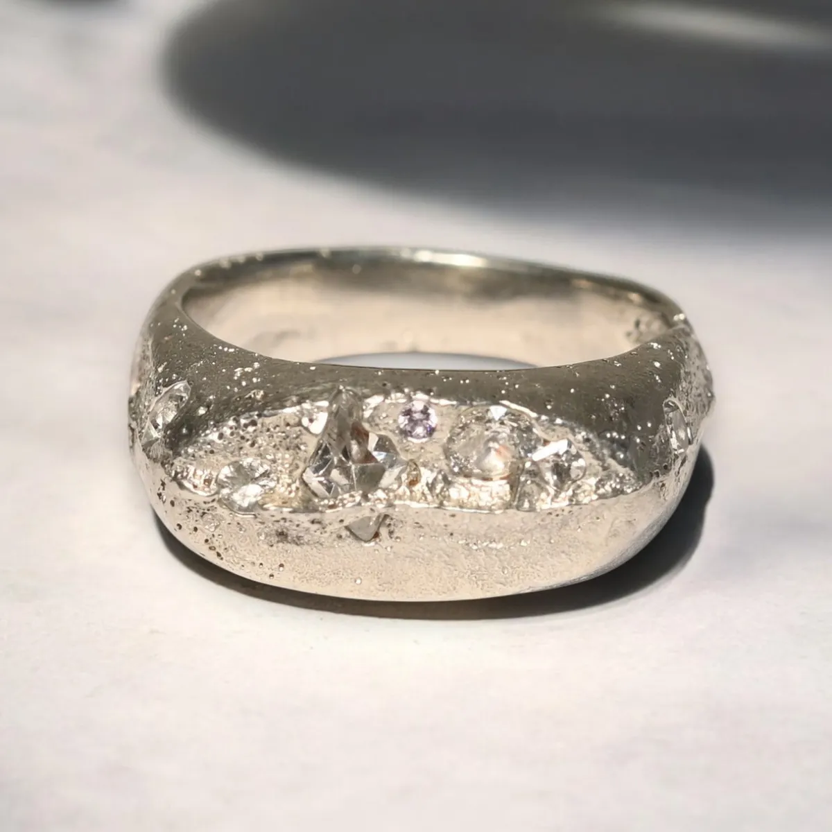 Tomfoolery Alex Pewter Signet Ring in White Fashion