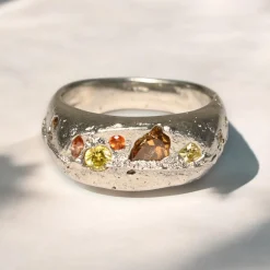 Tomfoolery Alex Pewter Signet Ring in Citrus Sale
