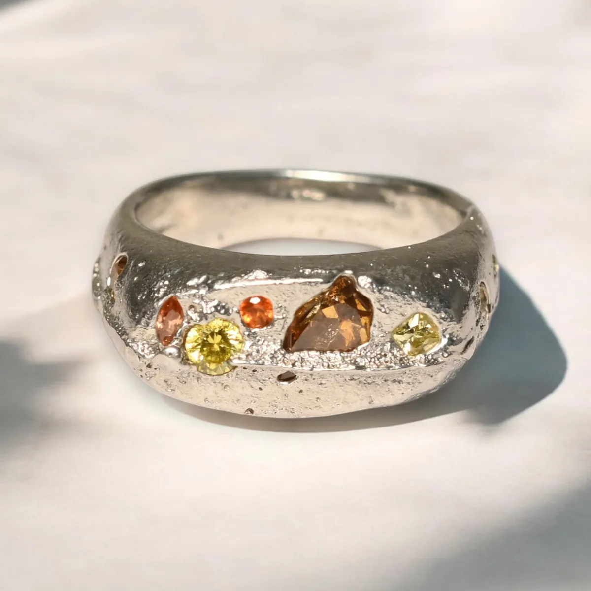 Tomfoolery Alex Pewter Signet Ring in Citrus Sale
