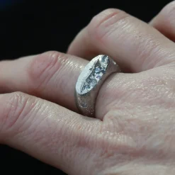 Tomfoolery Alex Pewter Signet Ring in Aqua Sale