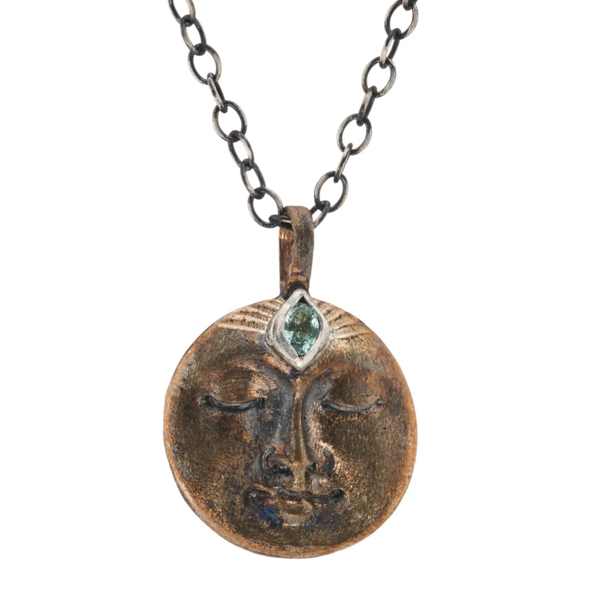 Tomfoolery ‘All That Ever Was’ Rare Tourmaline Moon Face Pendant New
