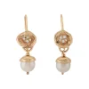 Tomfoolery Amata Pearl Earrings in Yellow Gold Hot