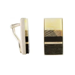 Tomfoolery Amber & Wood Silver Clip On Earrings Best