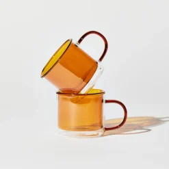 Tomfoolery Amber Glass Double Trouble Cup Set Sale