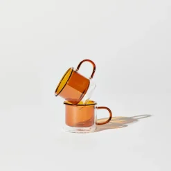 Tomfoolery Amber Glass Shorty Espresso Cup Set Sale