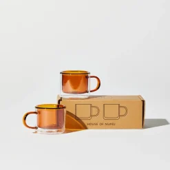 Tomfoolery Amber Glass Shorty Espresso Cup Set Sale
