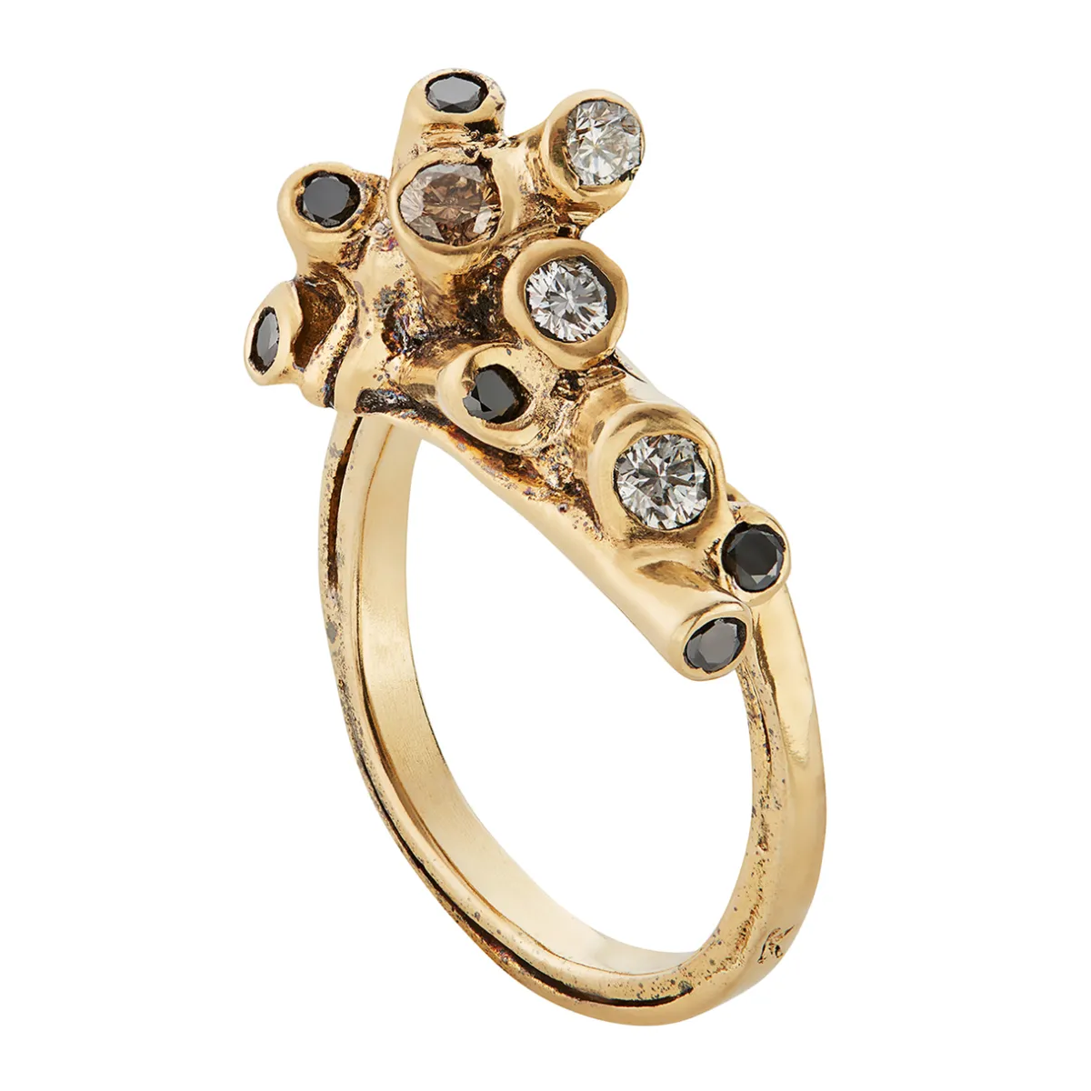 Tomfoolery Anel Pinos Ring 18ct Yellow Gold & Diamonds Clearance