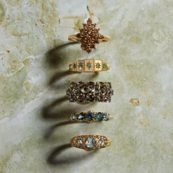 Tomfoolery Antique Aquamarine & Diamond Arch Ring Sale