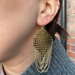 Tomfoolery Antique Black Mesh Swagged Lantern Drop Earrings Discount