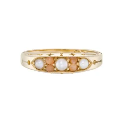 Tomfoolery Antique Engraved Pearl & Coral Ring Hot