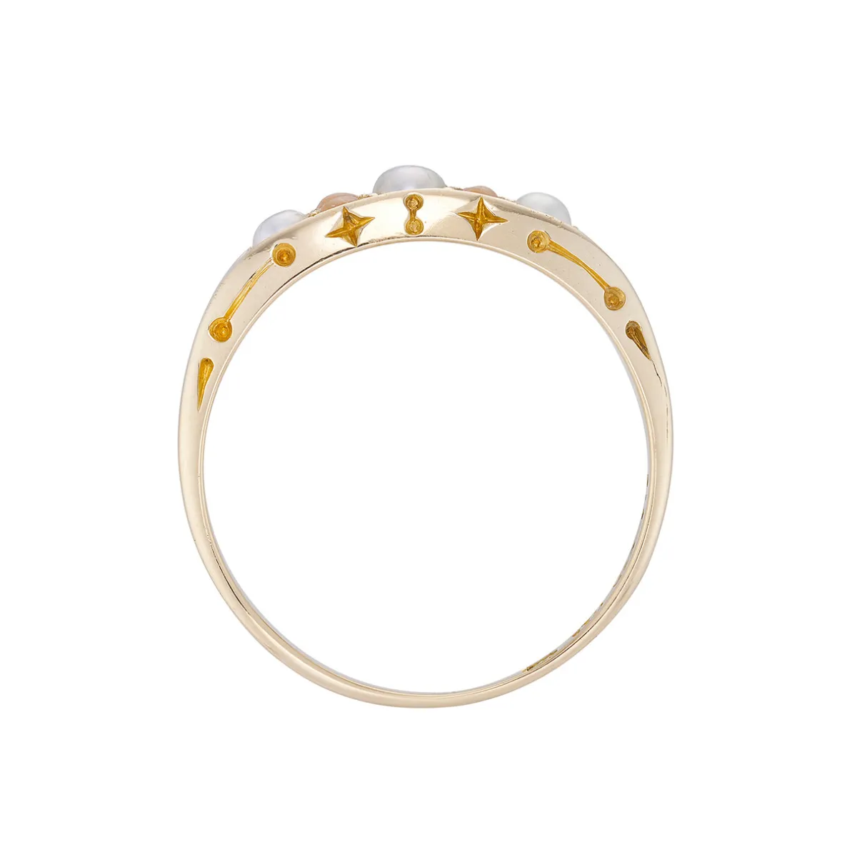 Tomfoolery Antique Engraved Pearl & Coral Ring Hot