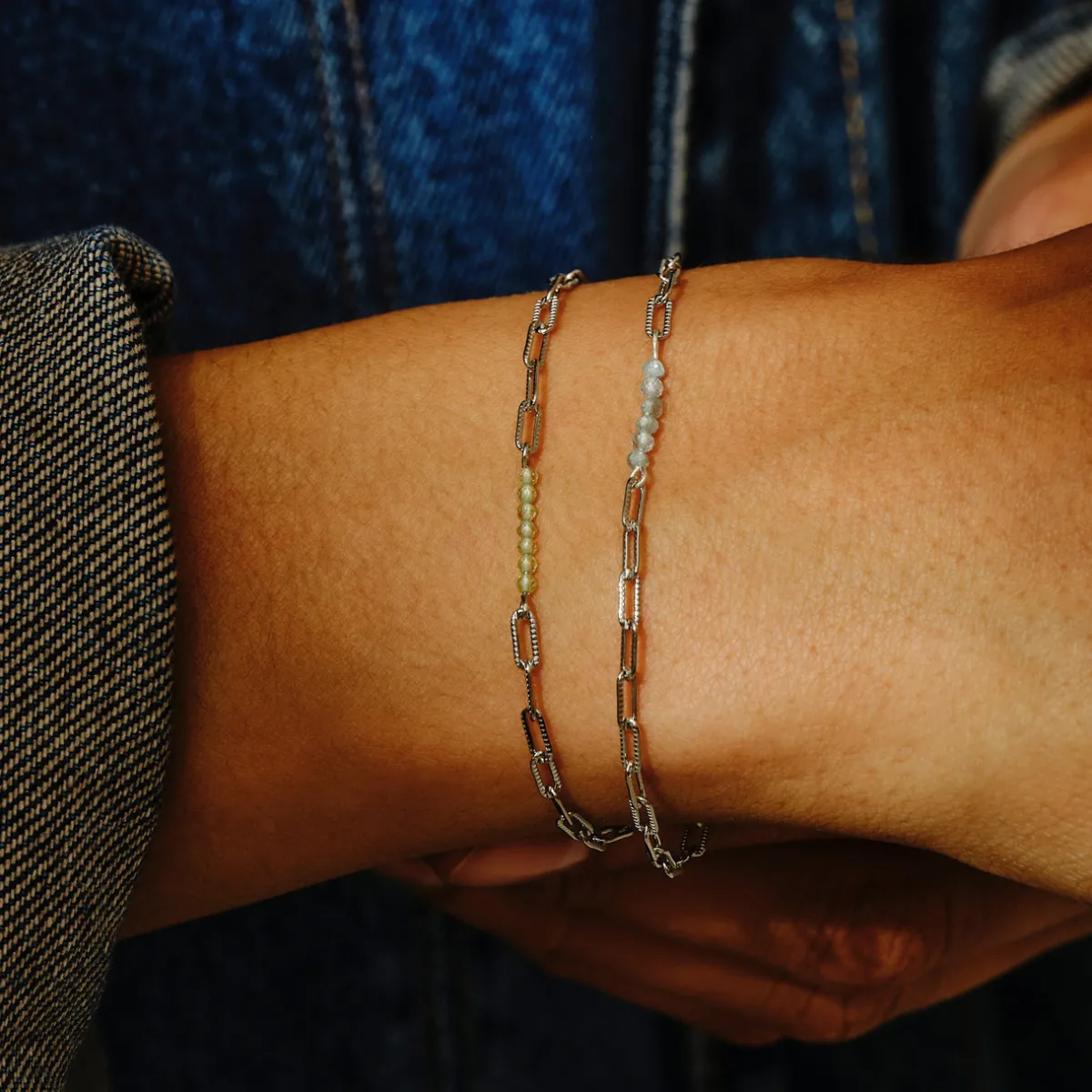 Tomfoolery Apatite Beaded Paperclip Chain Bracelet Outlet