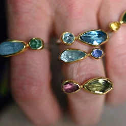 Tomfoolery Aquamarine & Blue Topaz Two Stone Ring Hot