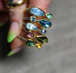 Tomfoolery Aquamarine & Blue Topaz Two Stone Ring Hot