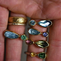 Tomfoolery Aquamarine & Blue Topaz Two Stone Ring Hot