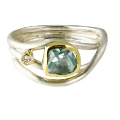Tomfoolery Aquamarine & Silver Narrow Wrap Ring Fashion