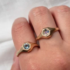 Tomfoolery Aquamarine Faceted Signet Ring New