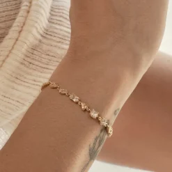 Tomfoolery Ara Gold & White Sapphire Bracelet Fashion