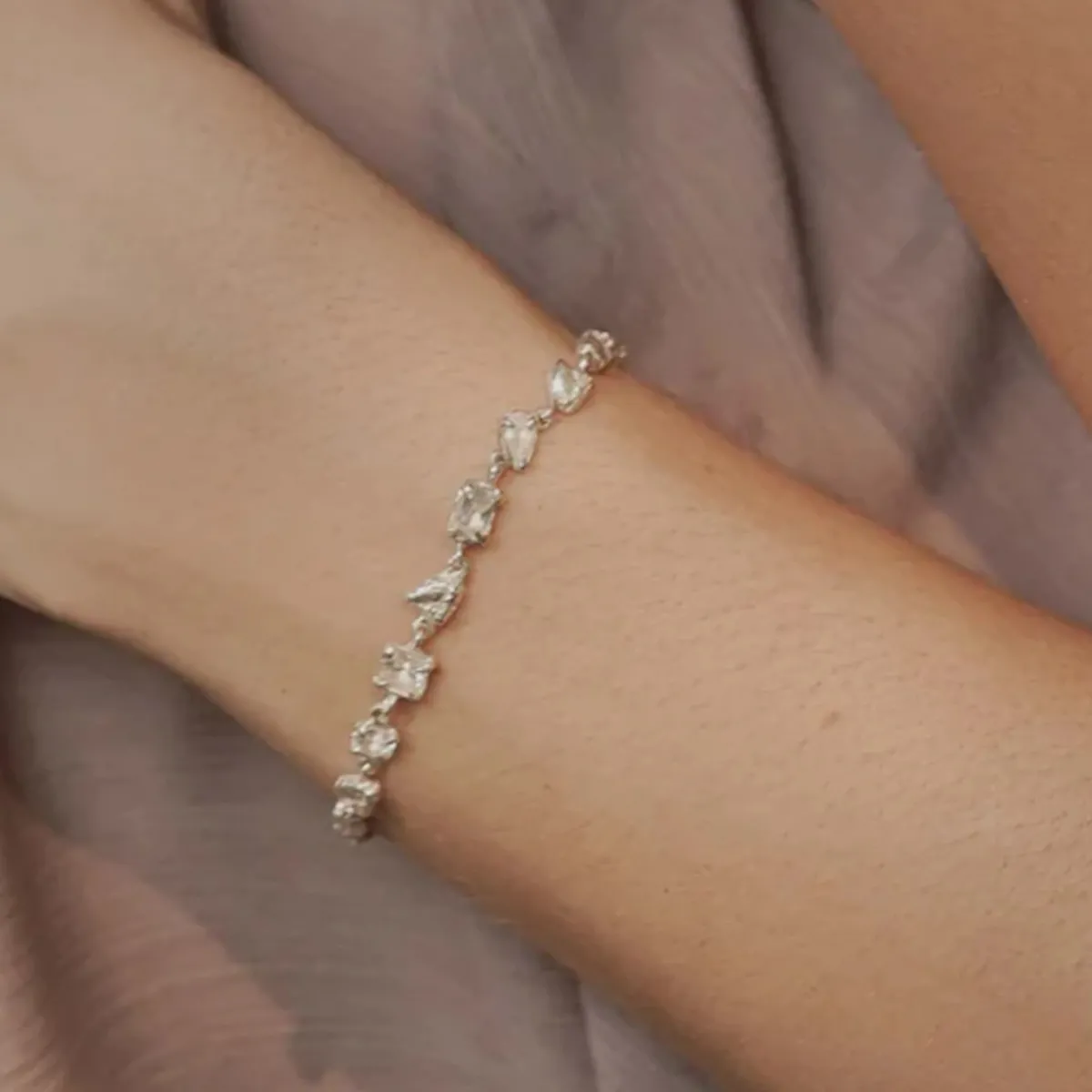Tomfoolery Ara Silver & White Sapphire Bracelet Clearance