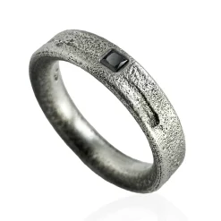 Tomfoolery Arkaika Skinny Oxidised Silver Band Sale