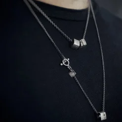 Tomfoolery Arkaika Small Oxidised Silver Cube Choker New