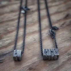 Tomfoolery Arkaika Small Oxidised Silver Cube Choker New