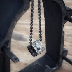 Tomfoolery Arkaika Small Oxidised Silver Cube Pendant Discount