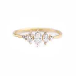 Tomfoolery Art Deco Marquise Diamond Engagement Ring in 18ct Yellow Gold Clearance