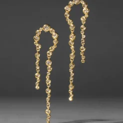 Tomfoolery Asterales Gold Arched Long Earrings Best