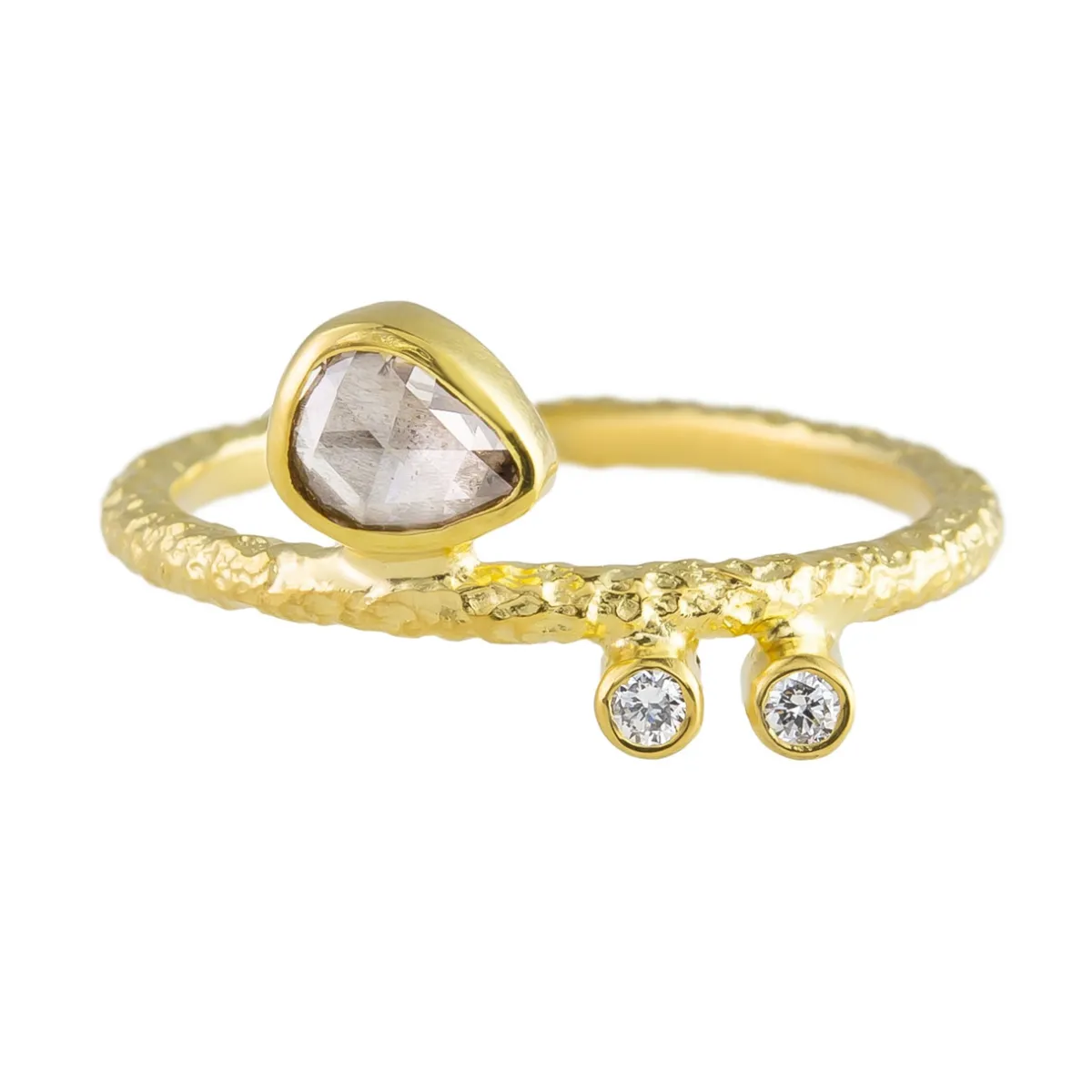 Tomfoolery Asymmetrical Diamond 18ct Yellow Gold Ring Fashion