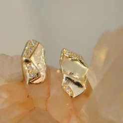 Tomfoolery Athena Gold Asymmetric Folded Studs Outlet