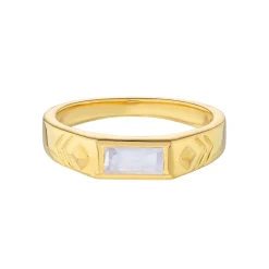 Tomfoolery AURA Baguette Gem Gold Ring Fashion