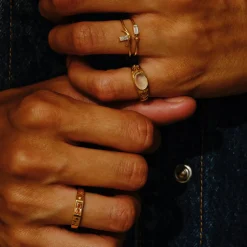 Tomfoolery AURA Baguette Gem Gold Ring Fashion