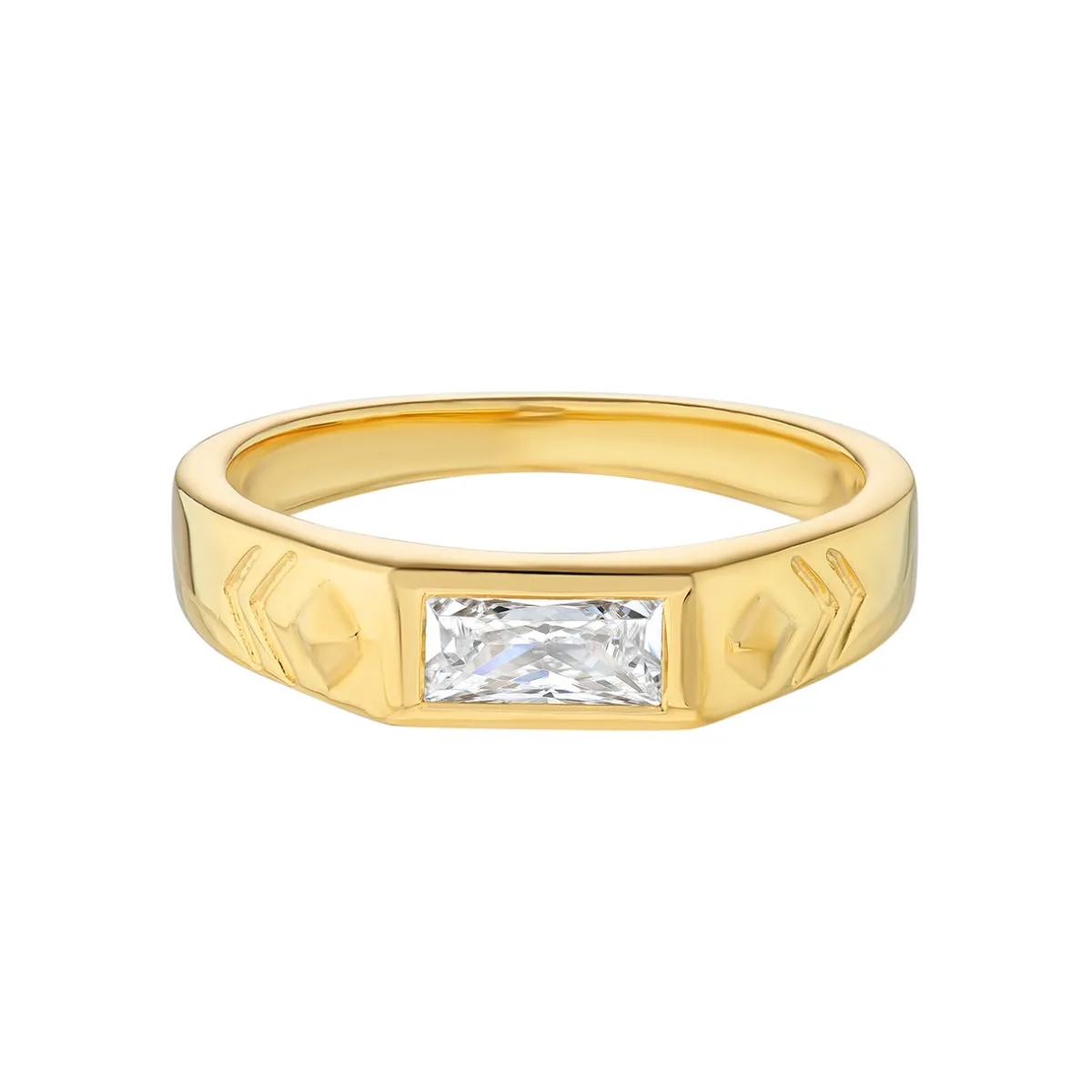 Tomfoolery AURA Baguette Gem Gold Ring Fashion