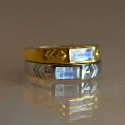 Tomfoolery AURA Baguette Gem Gold Ring Fashion