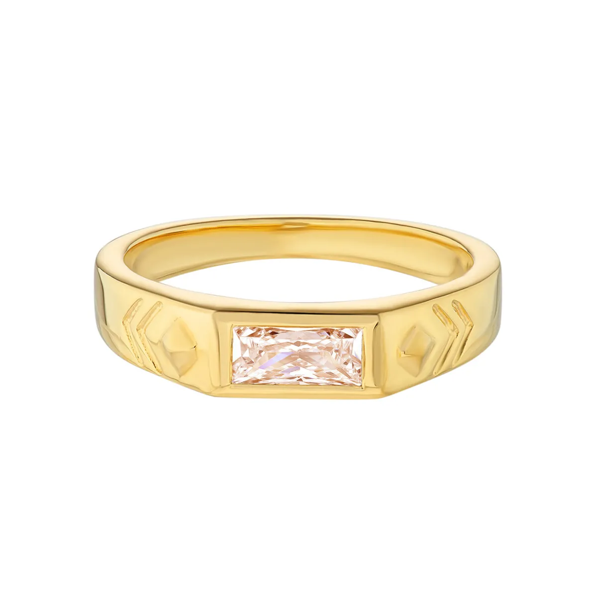 Tomfoolery AURA Baguette Gem Gold Ring Fashion