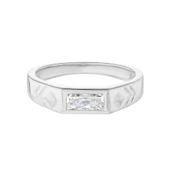 Tomfoolery AURA Baguette Gem Silver Ring Online