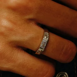 Tomfoolery AURA Baguette Gem Silver Ring Online