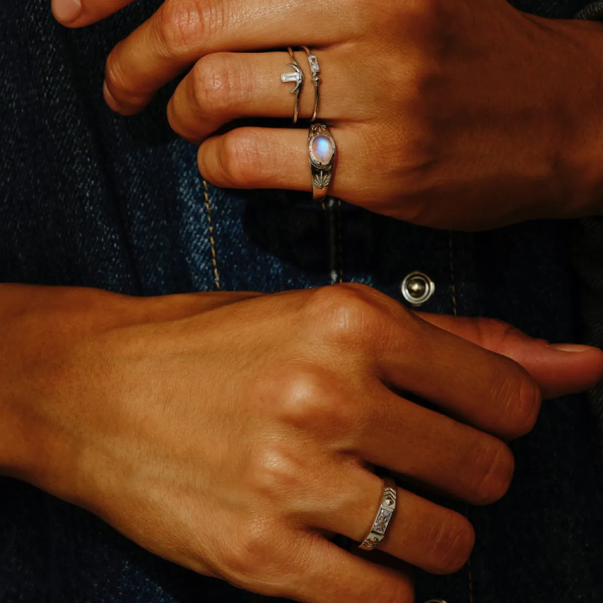 Tomfoolery AURA Baguette Gem Silver Ring Online