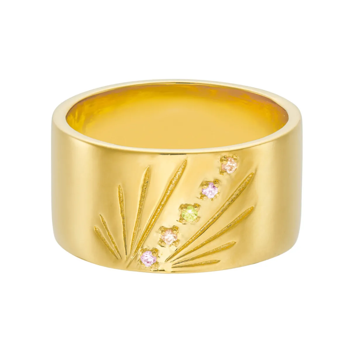 Tomfoolery AURA Gold Ray 10mm Wide Band Hot