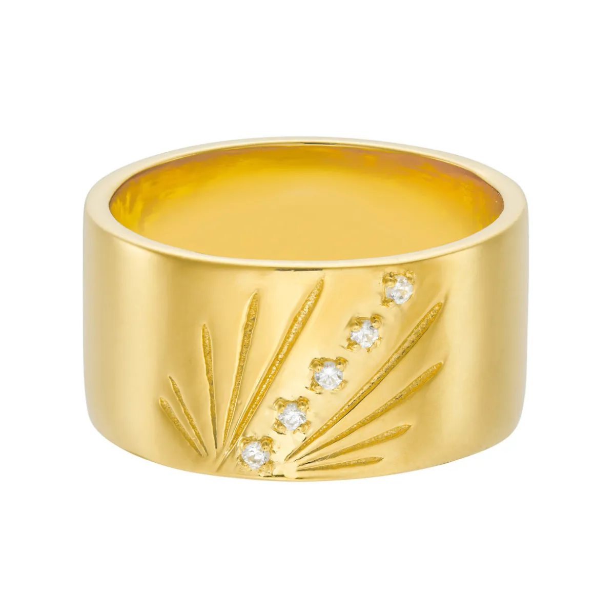 Tomfoolery AURA Gold Ray 10mm Wide Band Hot