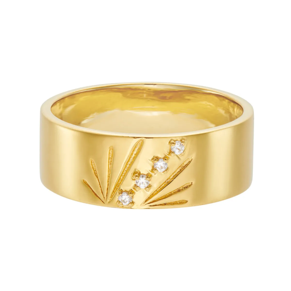 Tomfoolery AURA Gold Ray 7mm Wide Band Discount