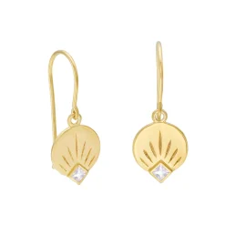 Tomfoolery AURA Princess Cut Gem Drop Gold Plated Earrings Clearance