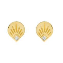 Tomfoolery AURA Princess Cut Gem Gold Studs Outlet