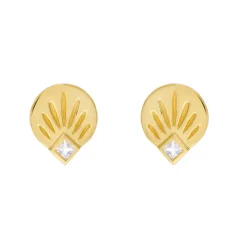 Tomfoolery AURA Princess Cut Gem Gold Studs Outlet