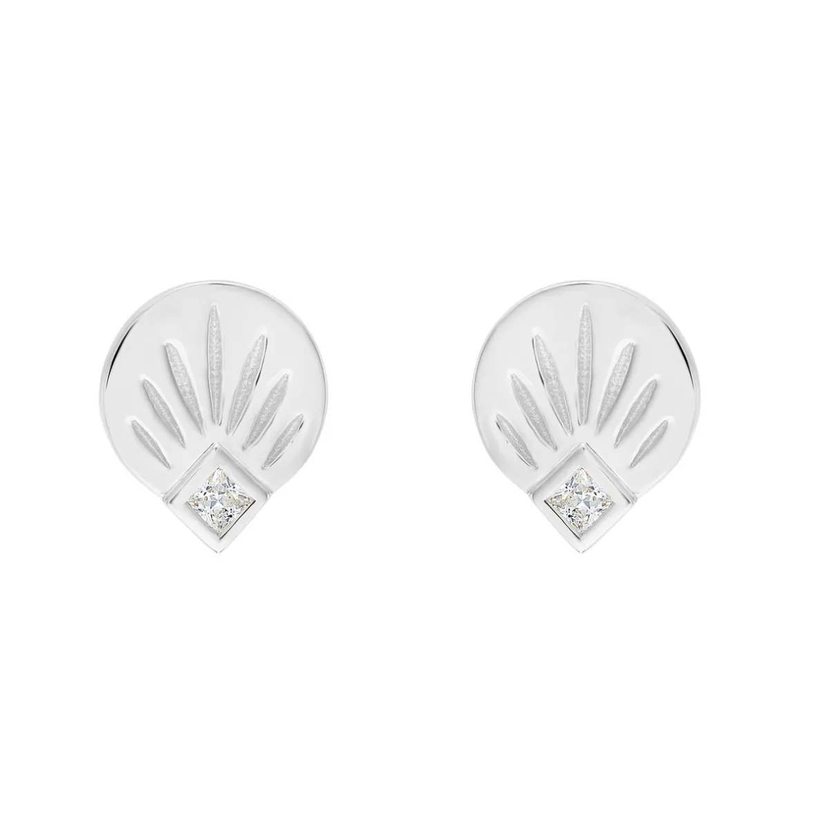 Tomfoolery AURA Princess Cut Gem Silver Studs Discount