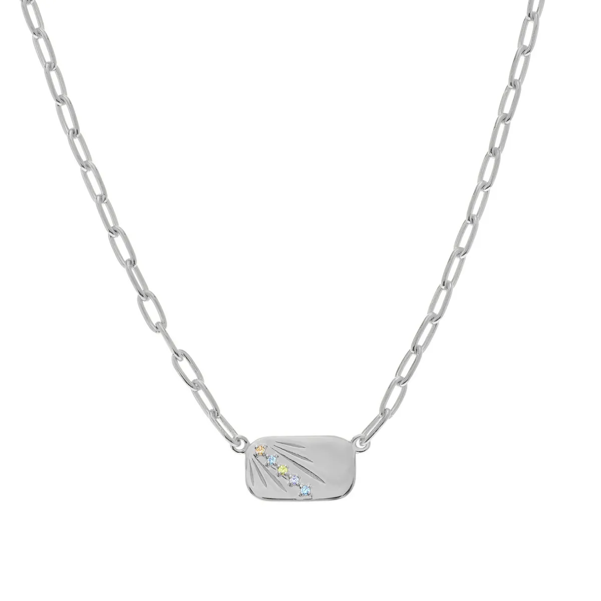 Tomfoolery AURA Silver Ray Paperclip Chain Necklace Sale