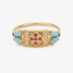 Tomfoolery Ava Turquoise & Pink Sapphire Ring Clearance