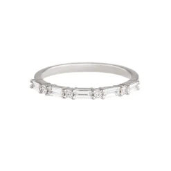 Tomfoolery Baguette and Round Diamond Half Eternity Ring Fashion